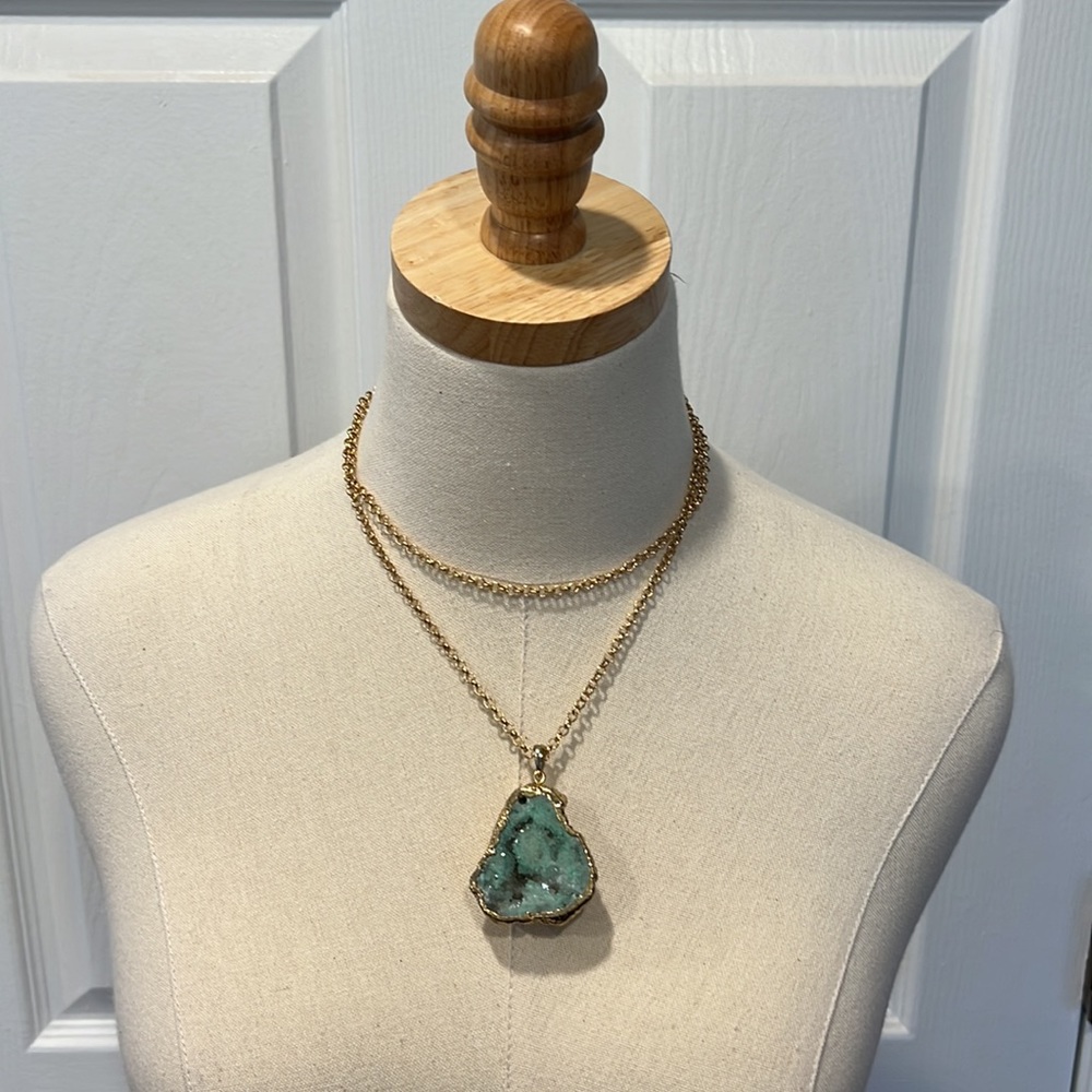 Blue and gold stone necklace